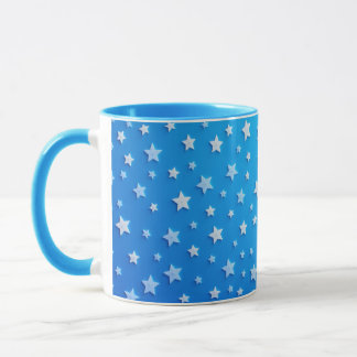 Caneca Estrelas brancas de Mug azul brilhante