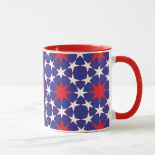 Caneca Estrelas brancas e vermelhas em azul