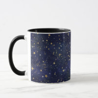 Estrelas Celestiais Azul e Dourado Aquarela Capric