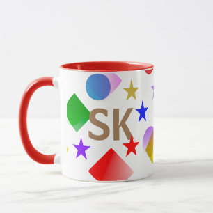 Caneca Estrelas Coloridas Vivas Círculos Quadrados Person