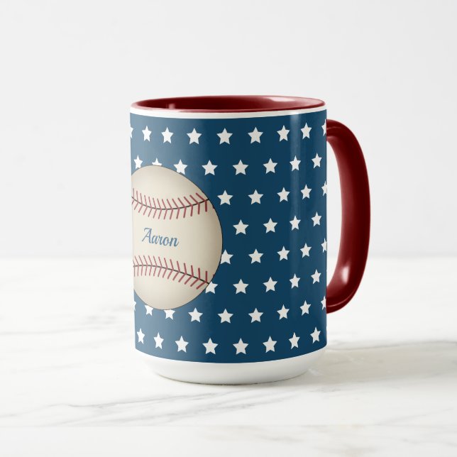Caneca Estrelas de Beisebol Personalizada (Frente Esquerda)