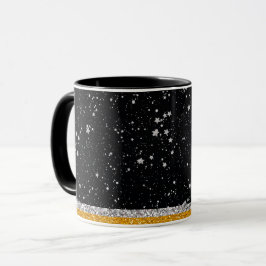 Caneca Estrelas de prata pretas