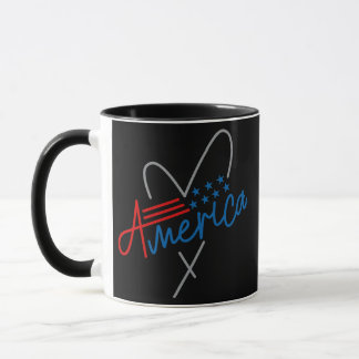 Caneca Estrelas do Coração da América 4 de Julho Retro Ul