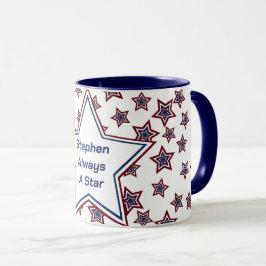Caneca Estrelas em Vermelho, Branco e Azul