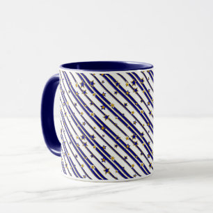 Caneca Estrelas & Listras PADRÃO dourado vermelho ou azul