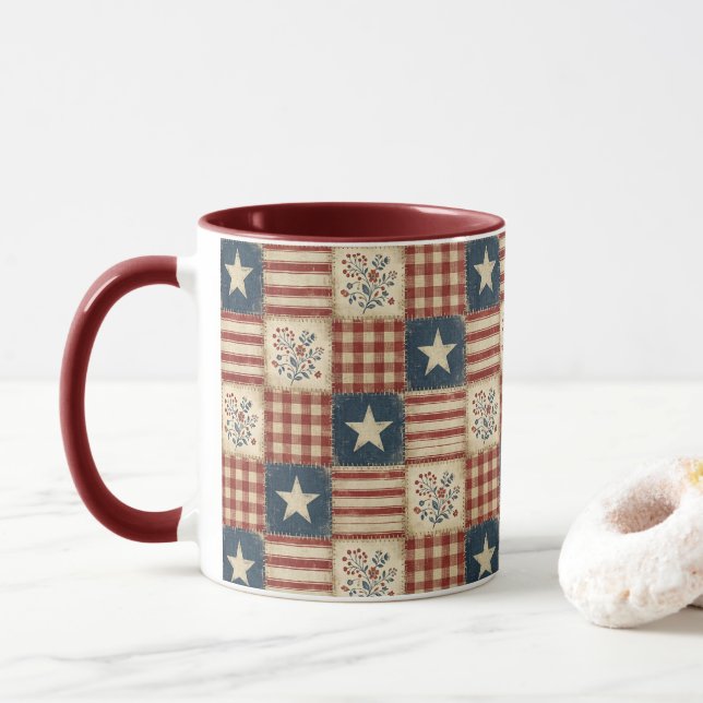 Caneca Estrelas Rústicas da Pátria Americana Casa de Faze (Com Donut)
