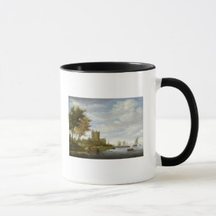 Caneca Estuário do rio com um castelo