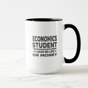 Caneca Estudante da Faculdade de Economia Sem Vida ou Din