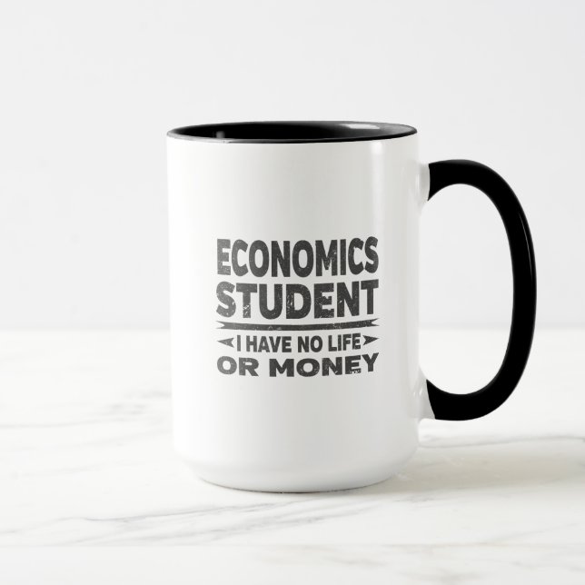 Caneca Estudante da Faculdade de Economia Sem Vida ou Din (Direita)