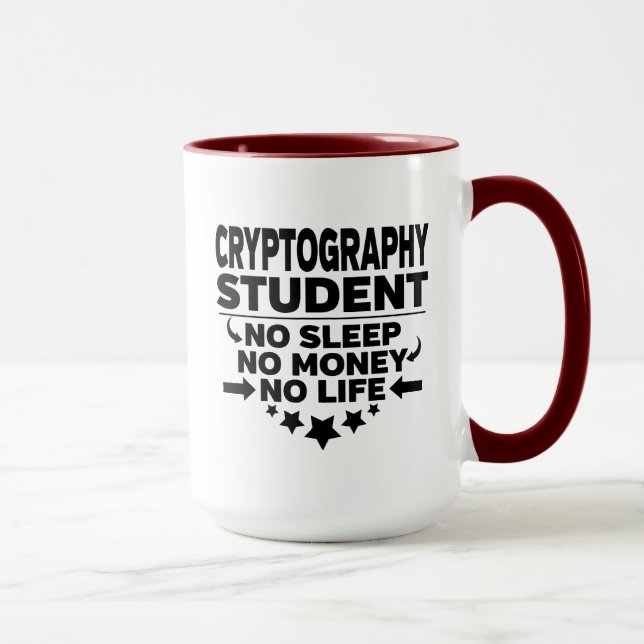 Caneca Estudante de criptografia sem dormir sem dinheiro  (Direita)