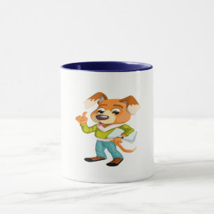 Caneca Estudante de desenho animado se preparando para a 