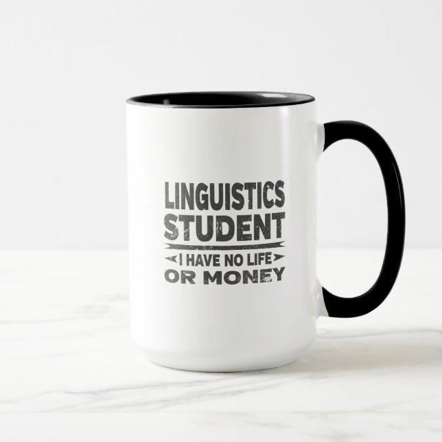 Caneca Estudante do Linguistics College No Life or Money (Direita)