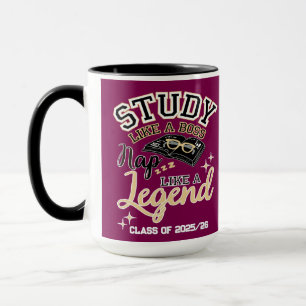 Caneca Estudar Como um Chefe, Dormir Como uma Lenda, Pres