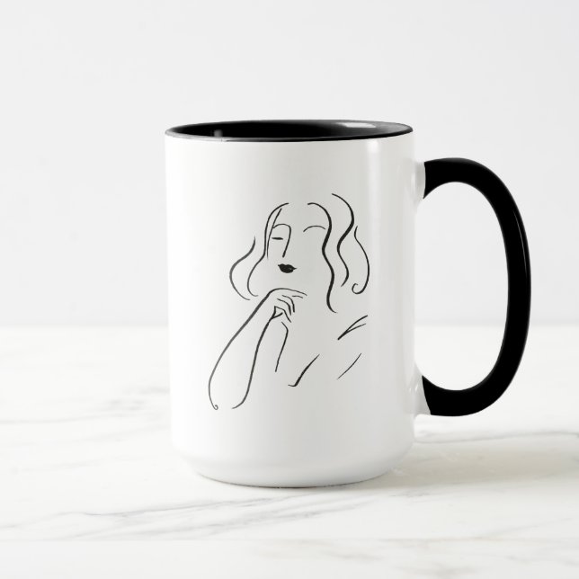 Caneca Estudo Simples - Desenho de uma Mulher (Direita)