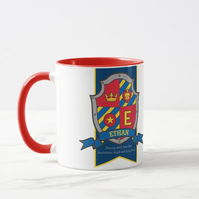 Caneca Ethan Knight shield Blue name significa mug (Esquerda)