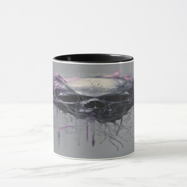 Caneca Ethereal Skull Abstract Grunge Dark Art (Centro)