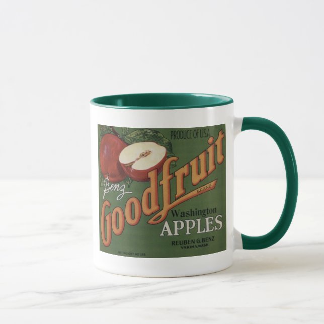Caneca Etiqueta da caixa da fruta das maçãs de Washington (Direita)