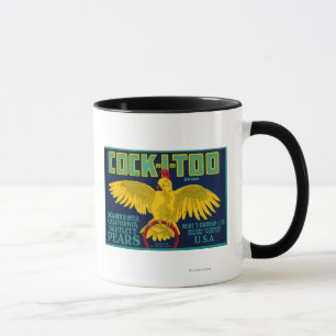 Caneca Etiqueta da caixa da pera do Galo-Eu-demasiado