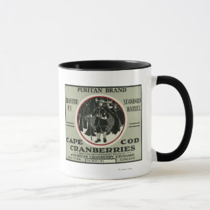 Caneca Etiqueta de Amorango de Marca Puritana do Cabo Cod