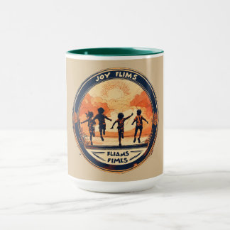 Caneca etiqueta de cartoon praia design