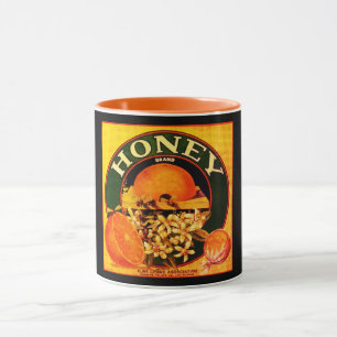 Caneca Etiqueta de publicidade à fruta laranja de mel em 