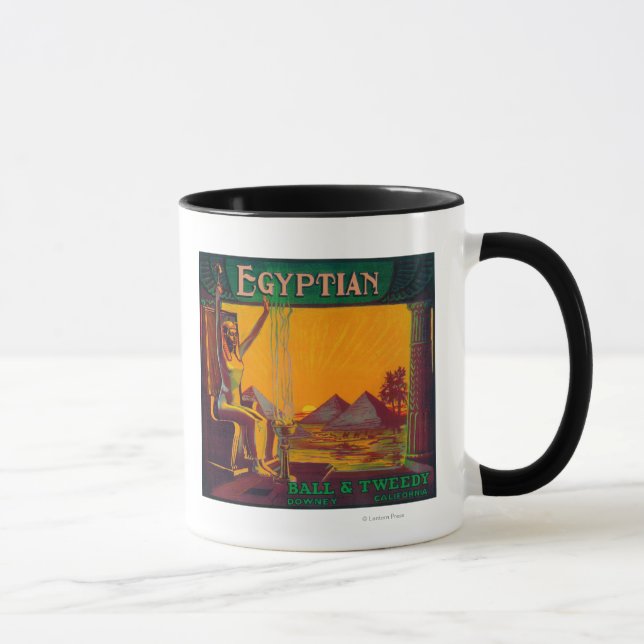Caneca Etiqueta Laranja EgípciaDowney, CA (Direita)