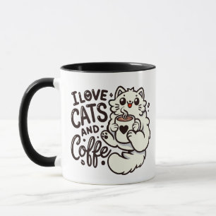 Caneca Eu adoro gatos e café!