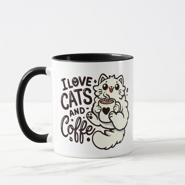 Caneca Eu adoro gatos e café! (Esquerda)