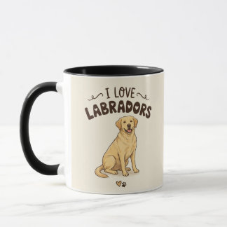Caneca Eu Adoro Labradores – Ilustração Desenhada 
