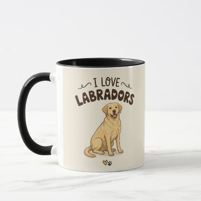 Caneca Eu Adoro Labradores – Ilustração Desenhada  (Esquerda)
