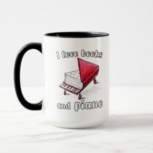 Caneca Eu Adoro Livros E Piano, Autêntica Arte Livre