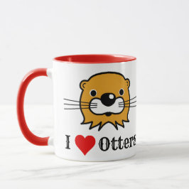 Caneca Eu Adoro Otters. Conservação da fauna selvagem