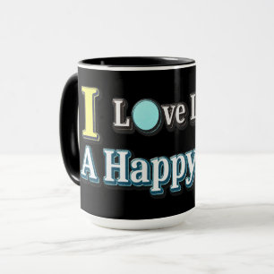 Caneca "Eu Adoro Viver Uma Vida Feliz" Design. Comprar Ag