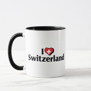 Caneca Eu Amo a Bandeira da Suíça
