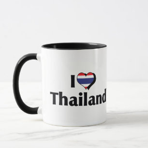 Caneca Eu Amo a Bandeira da Tailândia