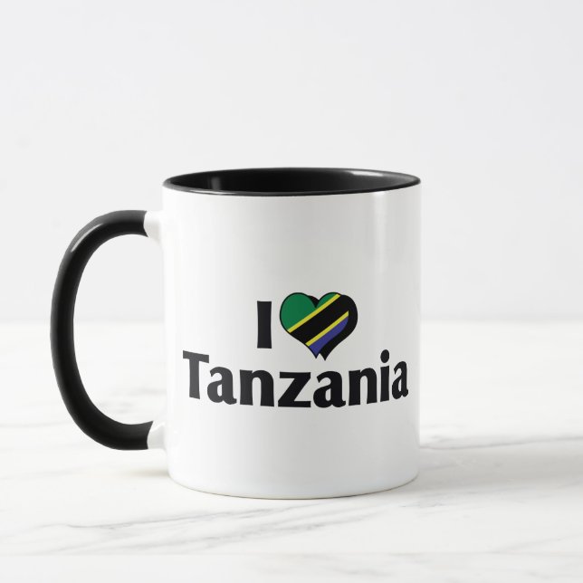 Caneca Eu Amo a Bandeira da Tanzânia (Esquerda)