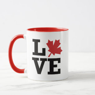 Caneca Eu Amo a bandeira de Folha de Mapeamento do Canadá