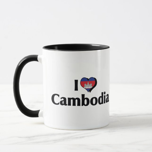 Caneca Eu Amo a Bandeira do Camboja (Esquerda)