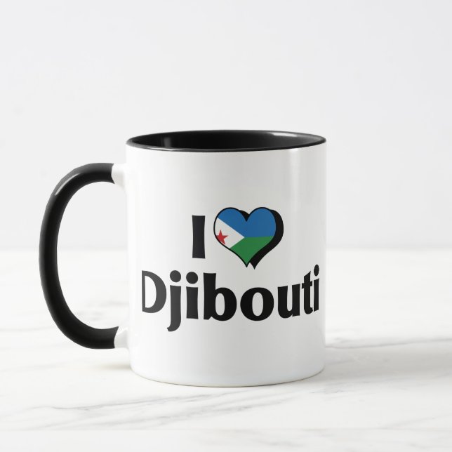 Caneca Eu Amo a Bandeira do Djibuti (Esquerda)