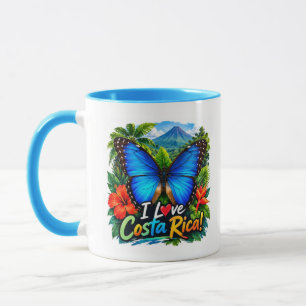 Caneca Eu Amo a Borboleta Azul Morpho da Costa Rica