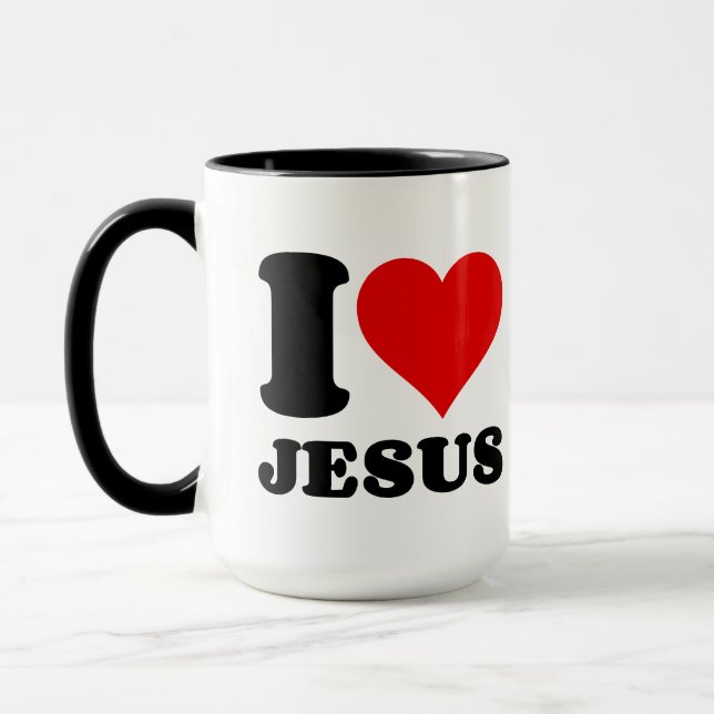 Caneca eu amo a citação de Jesus cristão (Esquerda)