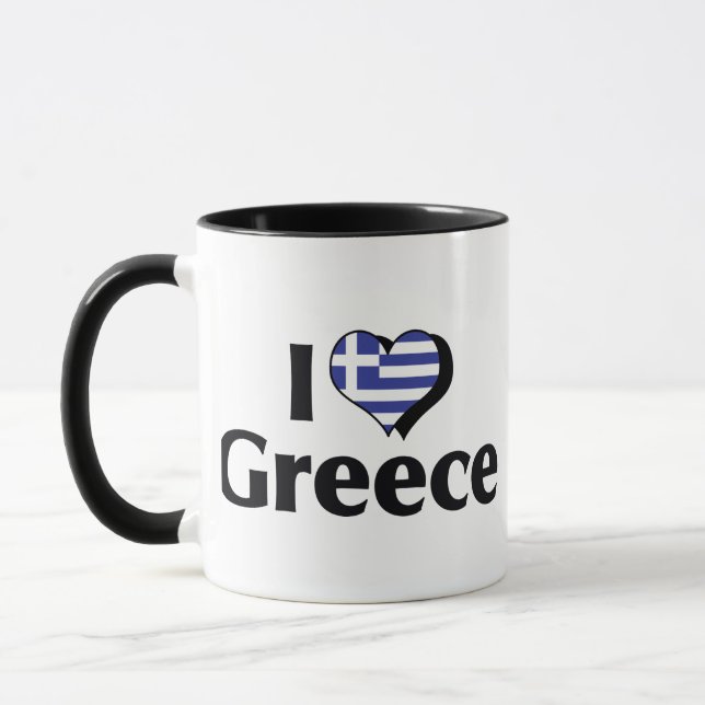 Caneca Eu Amo Bandeira da Grécia (Esquerda)