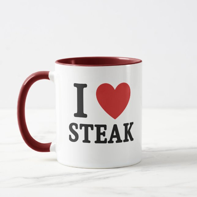 Caneca Eu Amo Bife – Camisa Divertida para Amantes de Car (Esquerda)