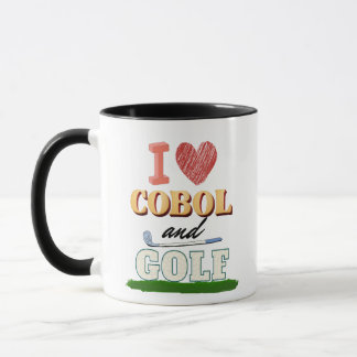 Caneca Eu Amo Camiseta de Programação Cobol e Golfe