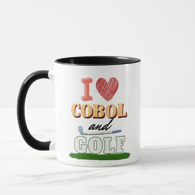 Caneca Eu Amo Camiseta de Programação Cobol e Golfe (Esquerda)