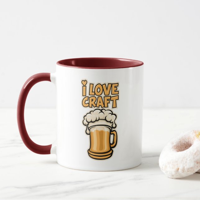 Caneca Eu Amo Cerveja Artesanal (Com Donut)