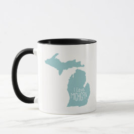 Caneca Eu amo Cinzas Azuis de Michigan