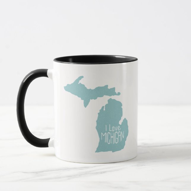 Caneca Eu amo Cinzas Azuis de Michigan (Esquerda)