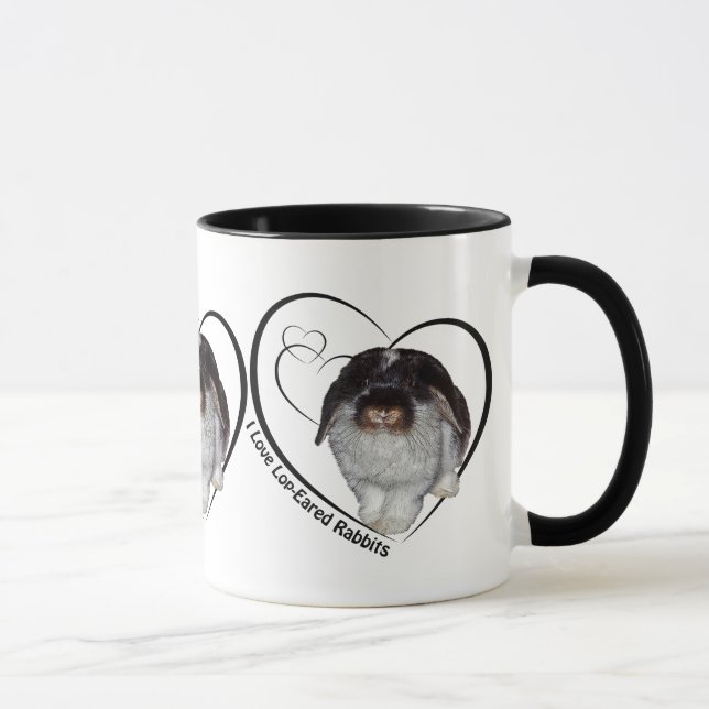 Caneca Eu Amo Coelhos de Orelhas Caídas (Direita)