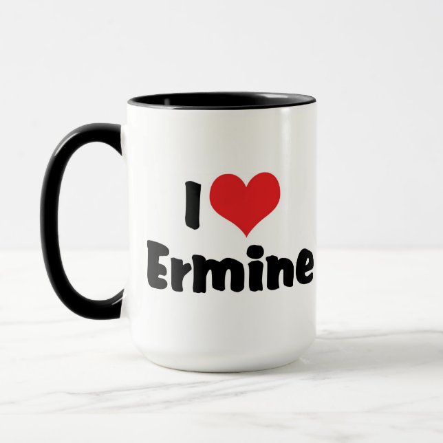 Caneca Eu Amo Coração Arminho (Esquerda)